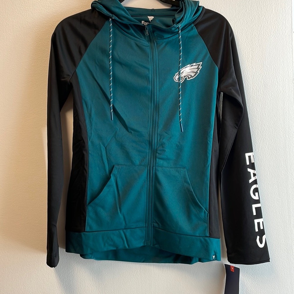 NWT Women's Midnight Green NFL Philadelphia Eagles Logo Full-Zip Hoodie